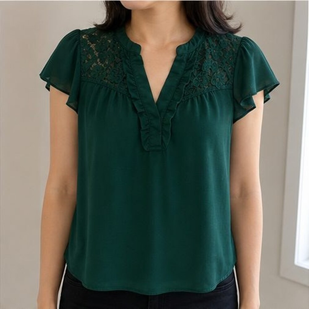 Emerald Puff Sleeve Top - Picture 2 of 6